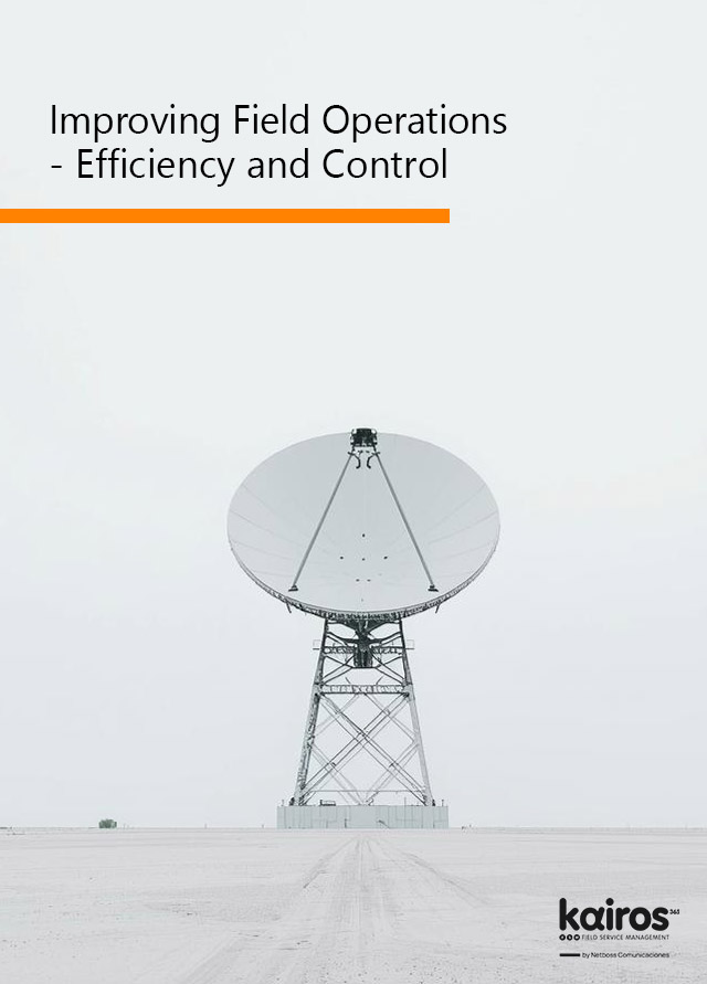 Satellite dish in a remote desert environment illustrating global field service management operations with Kairos365FSM