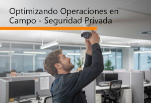 Técnico instalando sistema de alarma gestionado con el software de field service management Kairos365FSM