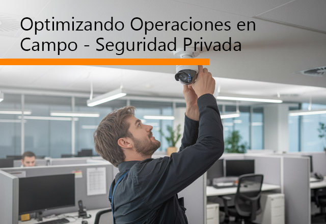 Técnico instalando sistema de alarma gestionado con el software de field service management Kairos365FSM